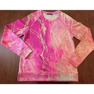 David Cline Pink Marble Knit Unique Split Side Pullover Size Small NWOT